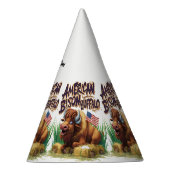 Amerikaanse bizon buffel met Amerikaanse vlag Feesthoedjes (Rechts)