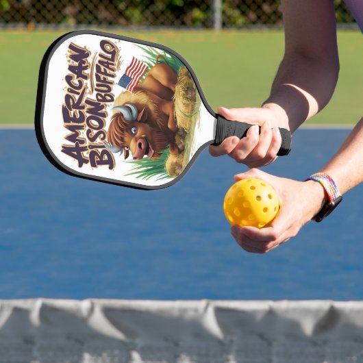 Amerikaanse bizon buffel met Amerikaanse vlag Pickleball Paddle (Insitu)