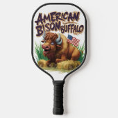 Amerikaanse bizon buffel met Amerikaanse vlag Pickleball Paddle (Achterkant)