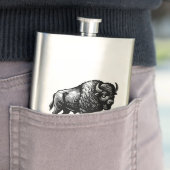 Amerikaanse bizon buffel op roestvrijstalen kolf flacon (Voorbeeld)