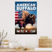 Amerikaanse bizon staat in een veld poster (Keuken)