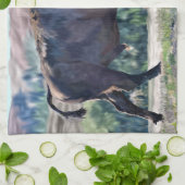 Amerikaanse bizon zwerven in grasland setting theedoek (Gevouwen)