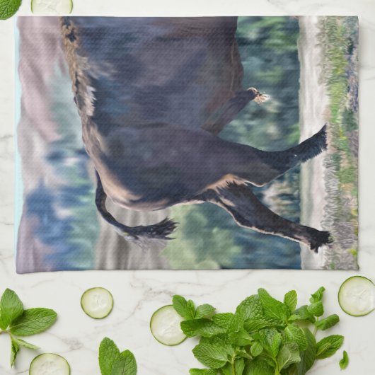 Amerikaanse bizon zwerven in grasland setting theedoek (Gevouwen)