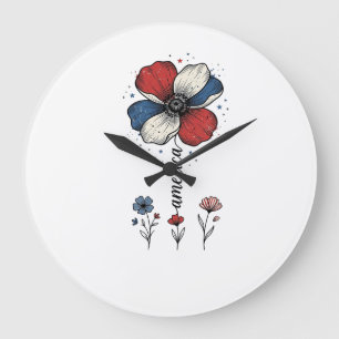 Amerikaanse bloemrijke patriottische vintage vecto grote klok