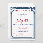  Amerikaanse Blue Stars Eagle 4 juli Potluck Kaart (Voorkant / Achterkant)