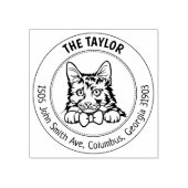 Amerikaanse bobtail cat retouradres 	rubberstempel (Afrduk)