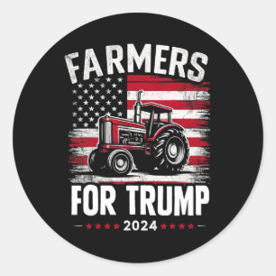 Amerikaanse boeren voor Trump verkiezing VS vlag Ronde Sticker