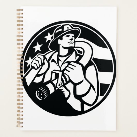 Amerikaanse brandweerman Bold Black and White Planner (Voorkant)