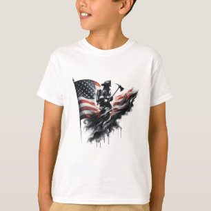 Amerikaanse brandweerman.Vlag van de Verenigde Sta T-shirt