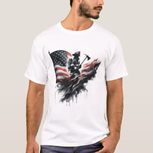 Amerikaanse brandweerman.Vlag van de Verenigde Sta T-shirt