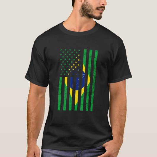 Amerikaanse Braziliaanse vlag Brasilian Brazi T-shirt (Voorkant)
