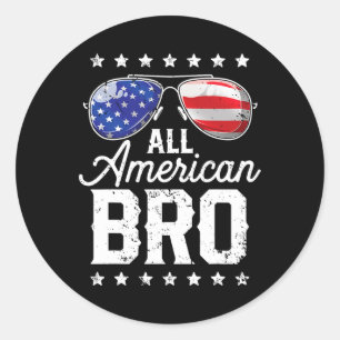 Amerikaanse bro 4th van juli Mannen familie bijpas Ronde Sticker