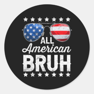 Amerikaanse Bruh 4 van juli Patriottische Mannen J Ronde Sticker