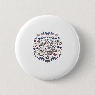 Amerikaanse Bruid Patriotische Trouw Vector Design Ronde Button 5,7 Cm