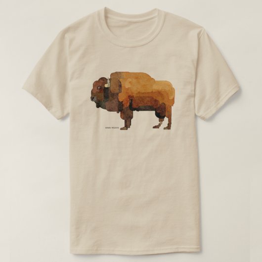 Amerikaanse Buffalo (Bison) Waterverf T-shirt (Design voorkant)