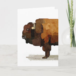 Amerikaanse Buffalo (Bison) Waterverf Wenskaart Kaart