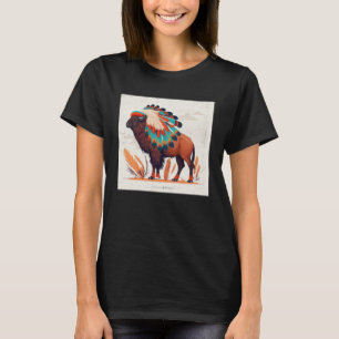 Amerikaanse Buffel Kleurrijke Aztec Bison Mannen V T-shirt