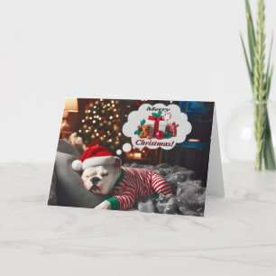 Amerikaanse Bulldog Christmas Dreams Kaart