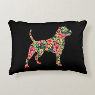 Amerikaanse Bulldog Flower Dog Silhouette Floral G Accent Kussen