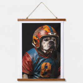 Amerikaanse Bulldog Football speler lederen helm Hangend Wandkleed