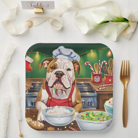 Amerikaanse Bulldog Holiday Baking: Feestelijke Ke Papieren Bordje (Huwelijk)