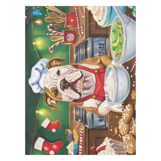 Amerikaanse Bulldog Holiday Baking: Feestelijke Ke Tafelkleed (Voorkant)