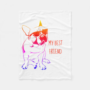 AMERIKAANSE BULLDOG KLEURRIJK FLEECE DEKEN