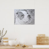 Amerikaanse Bulldog Pet Portrait Art Potcil Tekeni Poster (Keuken)