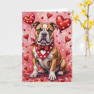Amerikaanse Bulldog Valentijnsdag Hond Zittend met Kaart