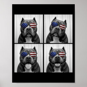 Amerikaanse Bully 4 juli Amerikaanse Vlag Hond Poster