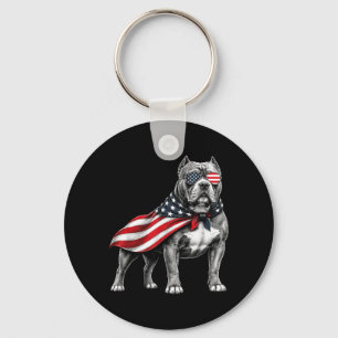Amerikaanse Bully 4 juli Amerikaanse Vlag Hond Sleutelhanger