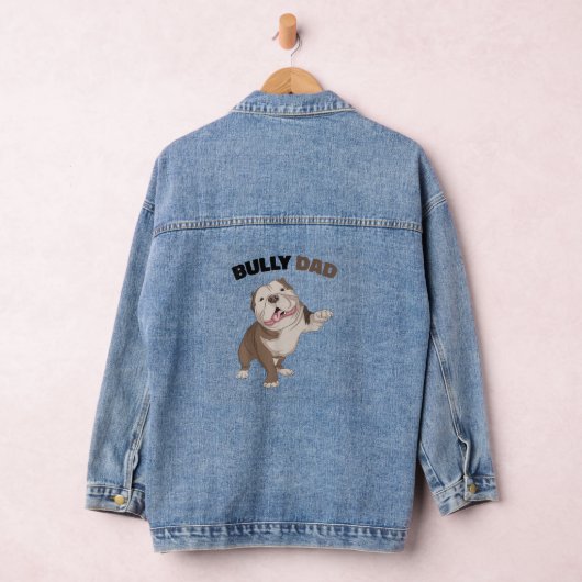 Amerikaanse Bully Dad Dog Owner Father Funny Manne Denim Jacket (Hangar)