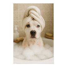 Amerikaanse bully hond schattig grappig badkamer d