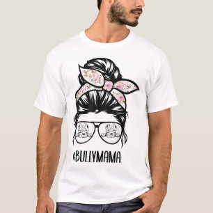 Amerikaanse Bully Mam messy-bun-haar bril T-shirt