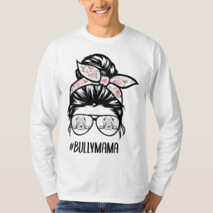 Amerikaanse Bully Mam messy-bun-haar bril T-shirt