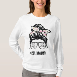 Amerikaanse Bully Mam messy-bun-haar bril T-shirt