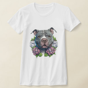 Amerikaanse Bully met bloemen T-shirt