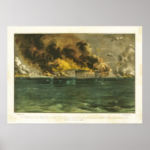 Amerikaanse Burgeroorlog Bombardement Fort Sumter Poster