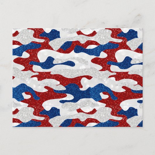 Amerikaanse Camo Juli 4de Glitter Briefkaart (Voorkant)