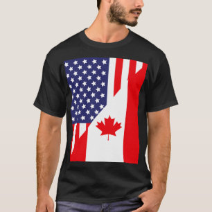Amerikaanse Canadese vriendschap Amerikaanse vlag T-shirt