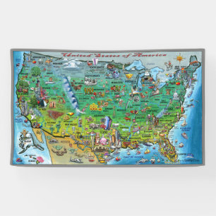 Amerikaanse Cartoon Map Banner