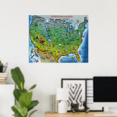 Amerikaanse Cartoon Map Poster (Thuiskantoor)