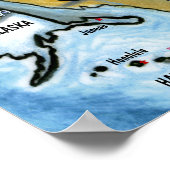 Amerikaanse Cartoon Map Poster (Hoek)