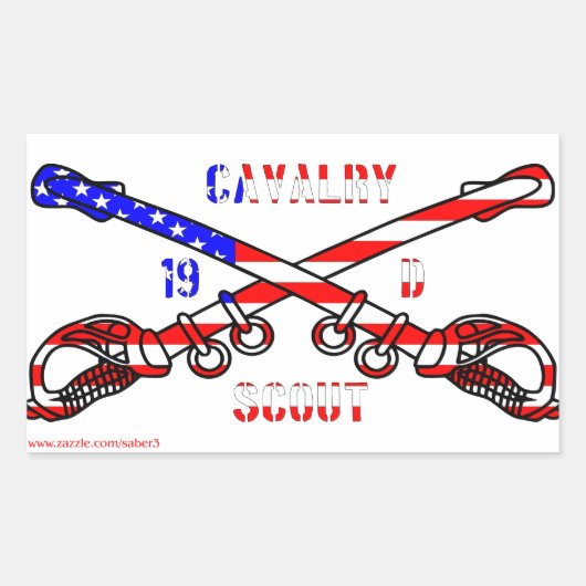 Amerikaanse Cavalry Rechthoek Stickers (Voorkant)