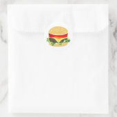 Amerikaanse cheeseburger ronde sticker (Tas)
