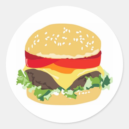 Amerikaanse cheeseburger ronde sticker (Voorkant)