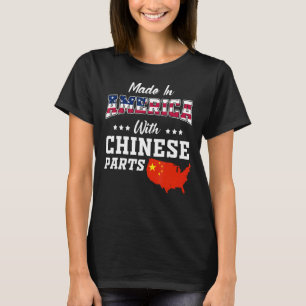 Amerikaanse Chinese Delen China Map USA Flag Ances T-shirt