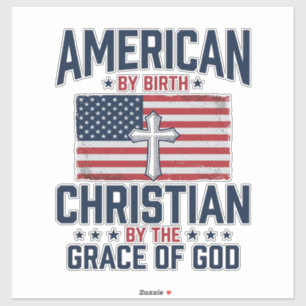 Amerikaanse Christelijke Vlag Kruis Vintage T-shir Sticker