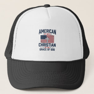 Amerikaanse Christelijke Vlag Kruis Vintage T-shir Trucker Pet