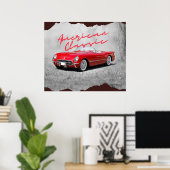 Amerikaanse Classic Red Convertible Faux Canv Poster (Thuiskantoor)
